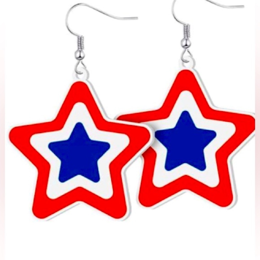 🇺🇸🌟Happy Independence Day🌟🇺🇸🧨 Red/White/Blue🧨Lite Weight Dangle Earrings